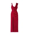 Versace Embellished Crepe And Draped Satin Gown In Red