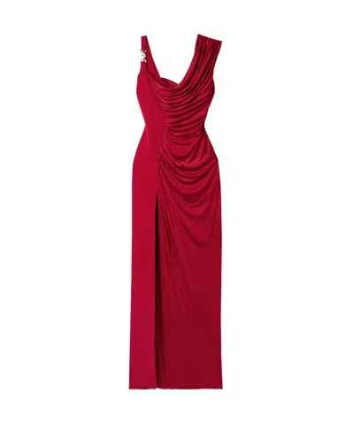 VERSACE VERSACE MEDUSA '95 DRAPED SATIN GOWN