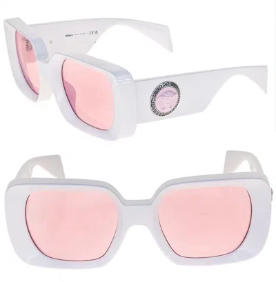Pre-owned Versace Medusa Medallion 4473 White Pink Ve4473 Unisex Chunky Statement Sunglass