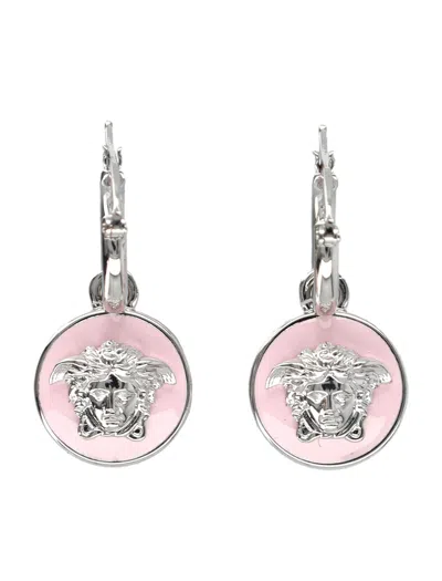 Versace Medusa Medallion Drop Earrings In Pink