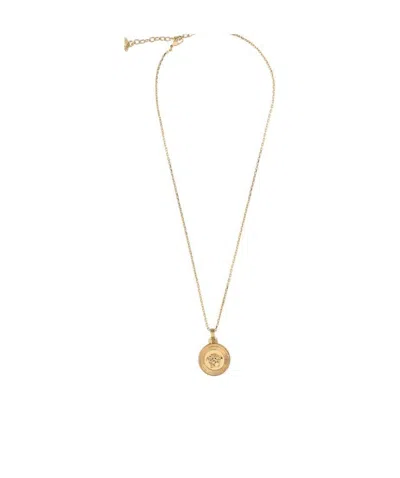 Versace Medusa Medallion Necklace In Yellow