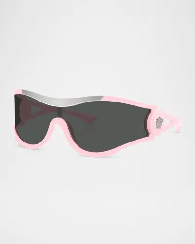 Versace Dark Grey Shield Unisex Sunglasses Ve4475 548587 42 In Pink