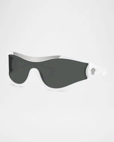 Versace Medusa Medallion Shield Sunglasses In White