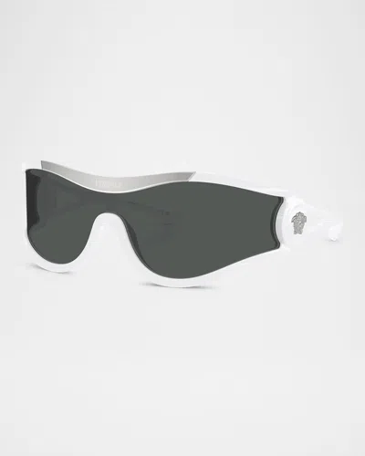 Versace Medusa Medallion Shield Sunglasses In White