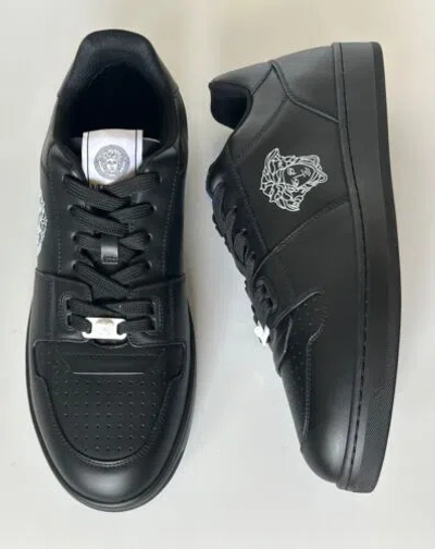 Pre-owned Versace Medusa Men's Black Leather Sneakers 10 Us (43 Euro) 1013377 It $700
