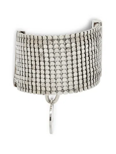 Pre-owned Versace Medusa Mesh Bracelet In Silver