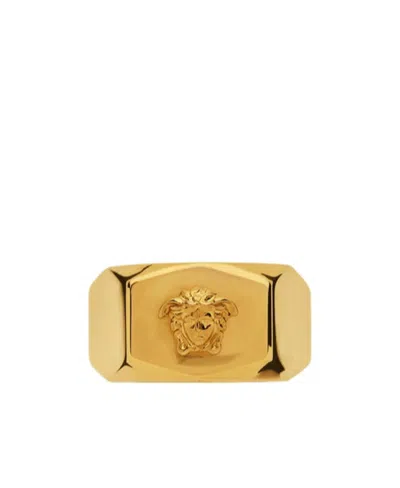 Versace Medusa Metal Ring In Yellow