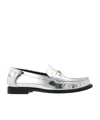 Versace Chain Detail Loafers With Metallic Finish In White