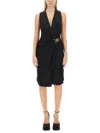 Versace Draped Front Sleeveless V-neck Dress In Black