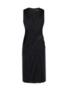 Versace Box-pleat Sleeveless Midi Dress In Black