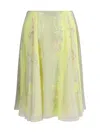 Versace Cameo Silk Flowy Skirt In Pale Yellow / Light Grey