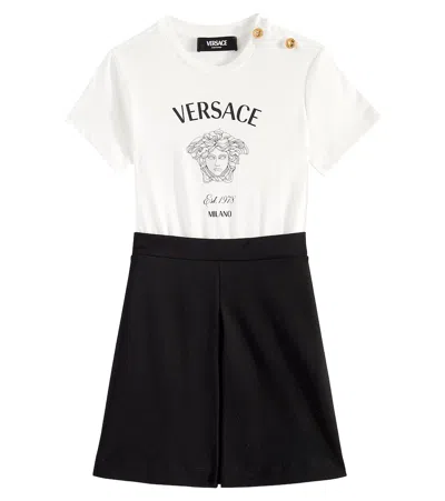Versace Kids' Medusa Milano Cotton Jersey Dress In White
