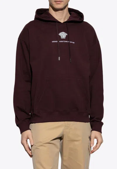 Versace Medusa Milano Hooded Sweatshirt In Burgundy
