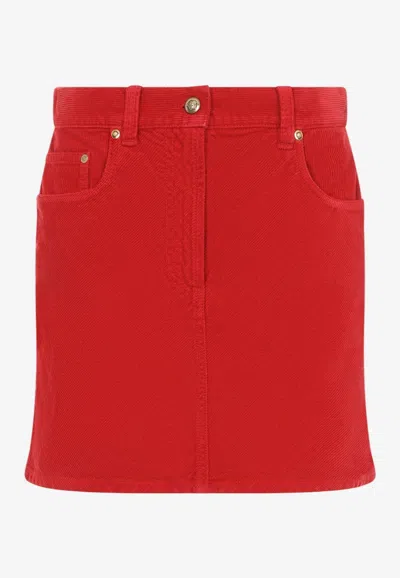 Versace Medusa Mini Corduroy Skirt In Red