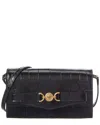 Versace Medusa Mini Croc-embossed Leather Shoulder Bag In Black