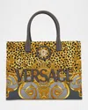 Versace Medusa Mixed-print Canvas Tote Bag In Gray