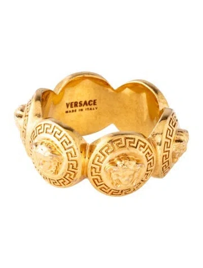 Pre-owned Versace Medusa Motif Band Ring In Multicolor