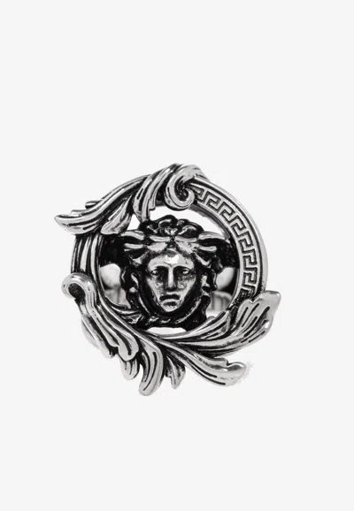 Versace Medusa Barocco Ring In Argent