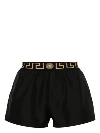 Versace Medusa Motif Baroque Slip Dress With Theteral Pockets In Black