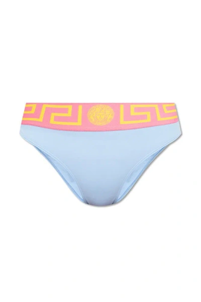 Versace Medusa Bikini Bottom In Pastel Blue