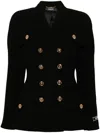 Versace Black Crepe Double-breasted Jacket In Black