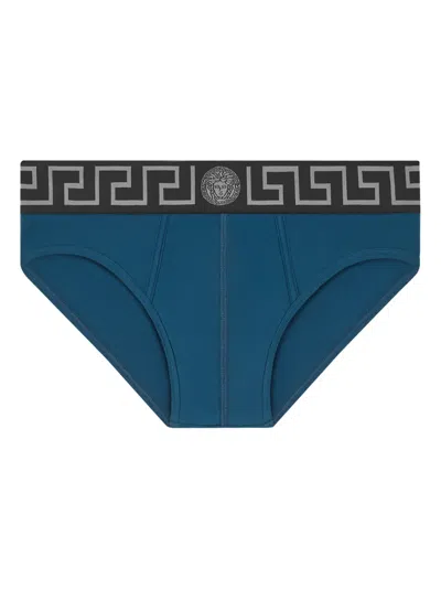 Versace Medusa-motif Briefs In Blue