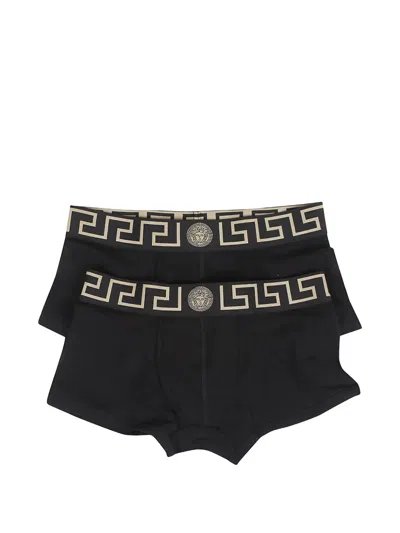 Versace Medusa Motif Briefs Set Of 2 In Black