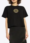 Versace Medusa-motif Crewneck Cropped T-shirt In Black
