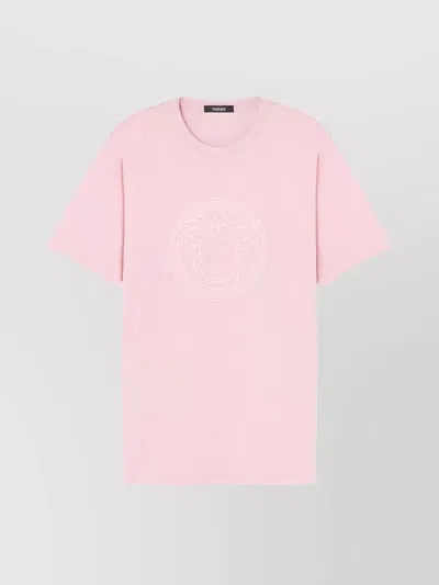 Versace Medusa Motif Crewneck Relaxed Fit T-shirt In Pink