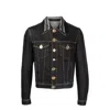 Versace Medusa Motif Denim Jacket Men In Black