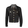 Versace Medusa Motif Denim Jacket Men In Black