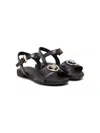 Versace Medusa-motif Flat Leather Sandals In Black