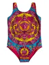 Versace Medusa-motif Floral-print Swimsuit In Multi