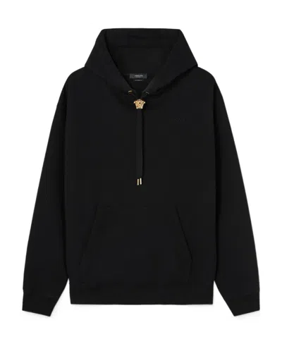 VERSACE VERSACE MEDUSA HEAD DETAILED DRAWSTRING HOODIE