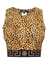 Versace Medusa-motif Leopard-print Top In Brown