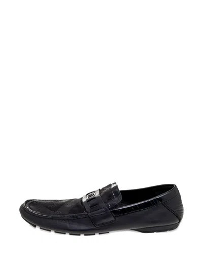 Pre-owned Versace Medusa Motif Loafers In Black