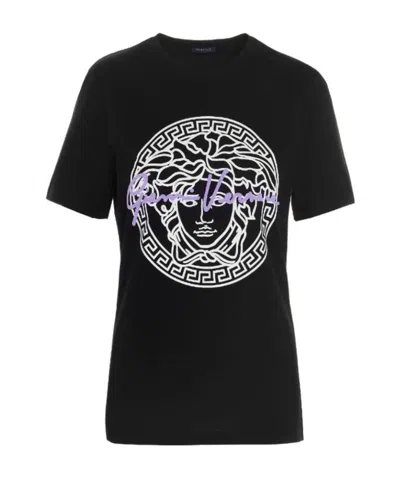 Versace Medusa Motif Logo-print T-shirt In Black