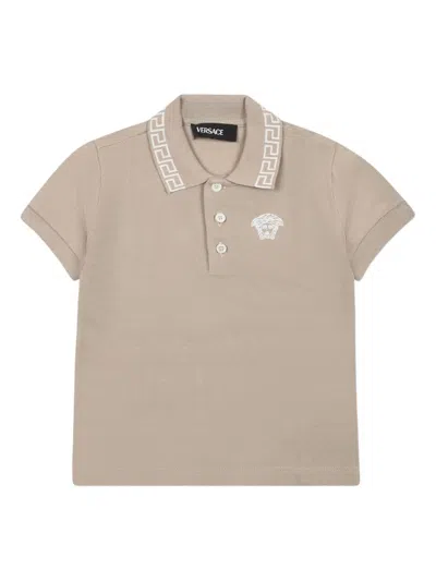 Versace Babies' Medusa-motif Polo Shirt In Brown