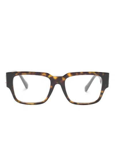 Versace Medusa-motif Square-frame Glasses In Braun