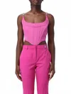 Versace Medusa Motif Square Neck Corset Top In Pink In Pink