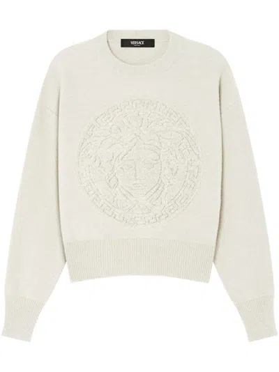 Versace Medusa-motif Sweatshirt In Neutro