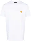 Versace White Crewneck T-shirt With Medusa Embroidery On The Front In Cotton Man