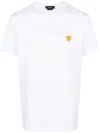 Versace White Crewneck T-shirt With Medusa Embroidery On The Front In White