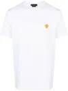 Versace White Crewneck T-shirt With Medusa Embroidery On The Front In Cotton Man In White