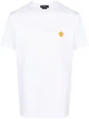 Versace White Crewneck T-shirt With Medusa Embroidery On The Front In White