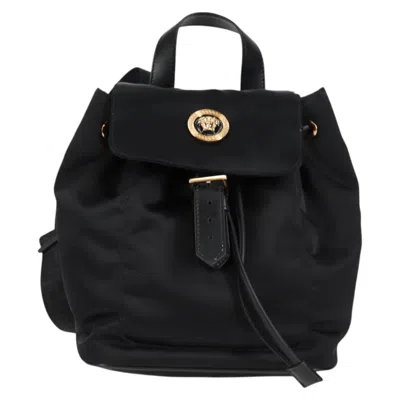 Pre-owned Versace Medusa Nylon Backpack Bag () In Black