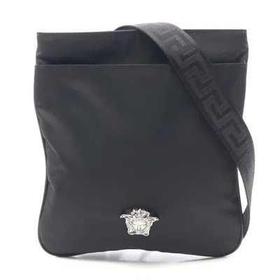 Versace Medusa Nylon Shoulder Bag In Black