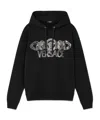 Versace Intricate Logo Print Sweatshirt With Kangaroo Pocket In Black