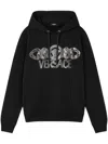 Versace Intricate Logo Print Sweatshirt With Kangaroo Pocket In Black