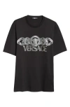 Versace Black T-shirt With Medusa Head Logo Print On The Front In Cotton Man In Black Print